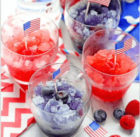 red and blue frozen drinks