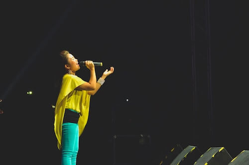 Female vocalist represents the power of singing
