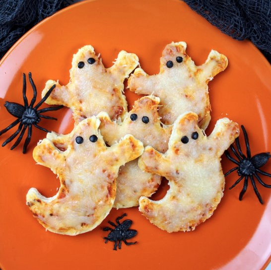 Mini Ghost Pizzas, Halloween Recipe Blog