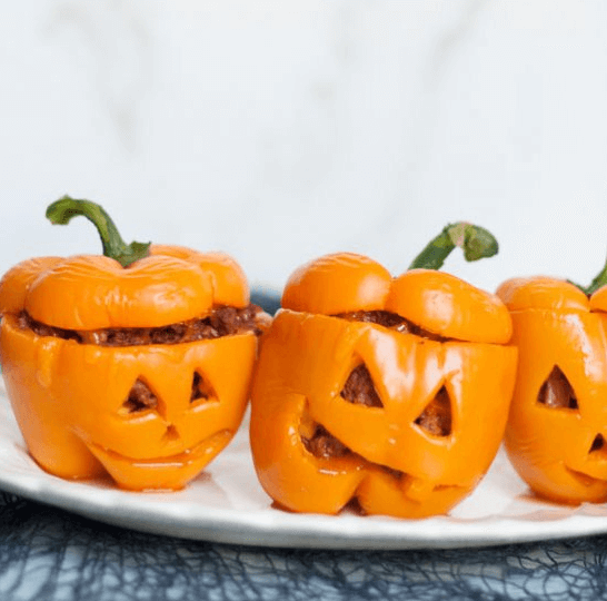 Stuffed pepper jack o'lanterns